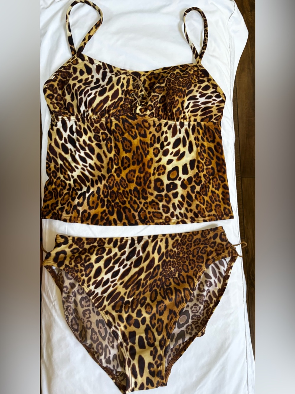 Leopard Print Tankini Set - Brown & Black